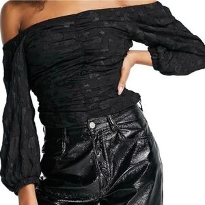 Topshop women S dark romantic floral whimsigoth Y2K renfair party ruched blouse